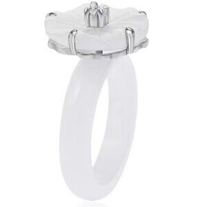 925 Moissanite Natural Carved JADE and MOISSANITE RING Sterling Silver Size 9